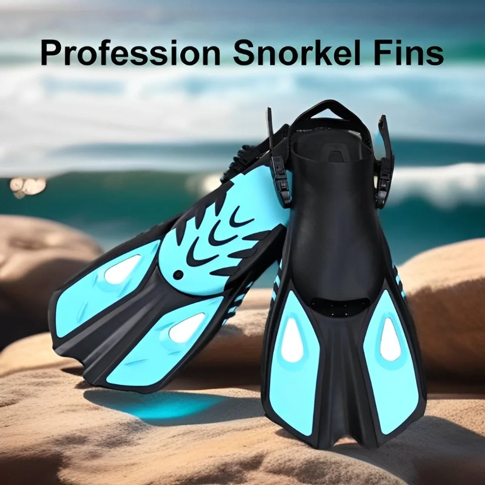 Duck Webs Snorkel Fins Silicone Open Heel Short Diving Frog Shoes Adjustable Buckles Travel Size Swim Flippers Adult Men Women