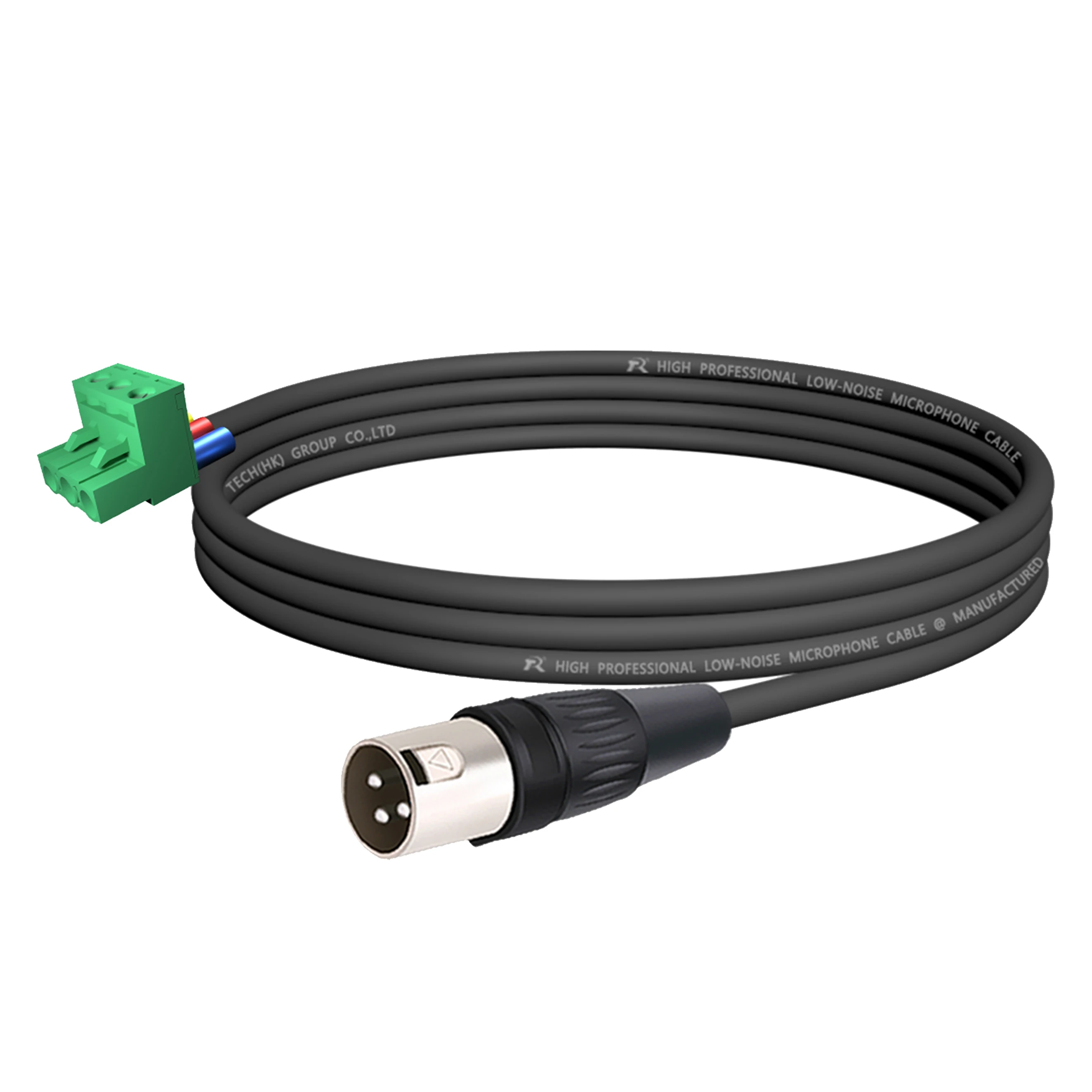 Premium-Kabel vom Phoenix-Terminal zu XLR F/M-Buchse, mit silbermetallischem Anschlusskern und einfarbigem, abgeschirmtem Kabelmantel – Detail 2