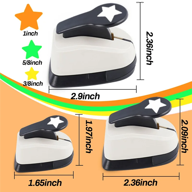Upgraded 3Pcs Star Hole Punch, Star Punch, Star Paper Punch, Star Hole Puncher, Star Puncher For Crafts, Paper Punch For Craftin