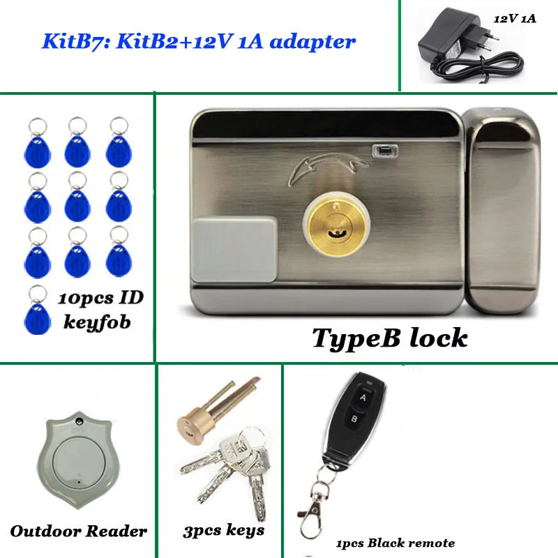 12V Electric RIM Lock With Remote Controller 125Khz RFID Lock Keyless Entry Door Lock For wooden Door Iron Gate