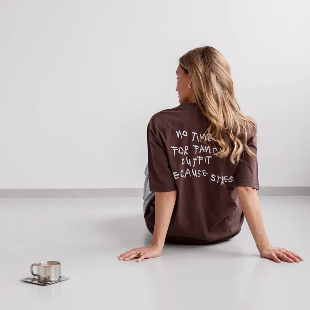 No Time for Fancy Outfit Because Stress Funny Slogan Printed Unisex Chocolate T Shirt Short Sleeve Loose Casual Cotton Tops Tees