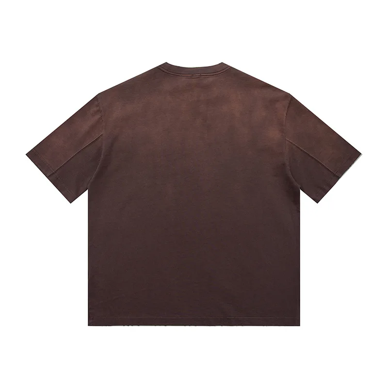 Beijie Men's Wear American Fashion Brand New Summer 320g Heavy Heavy Work Old Gradient Short Sleeve T-shirt Men