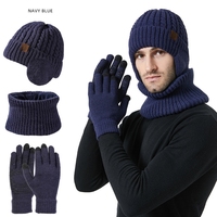 Winter Beanie Hat Scarf for Women Men Touch Screen Gloves Warm Knit Fleece Lining Scarves Ear Protection eanies 3Pcs/set