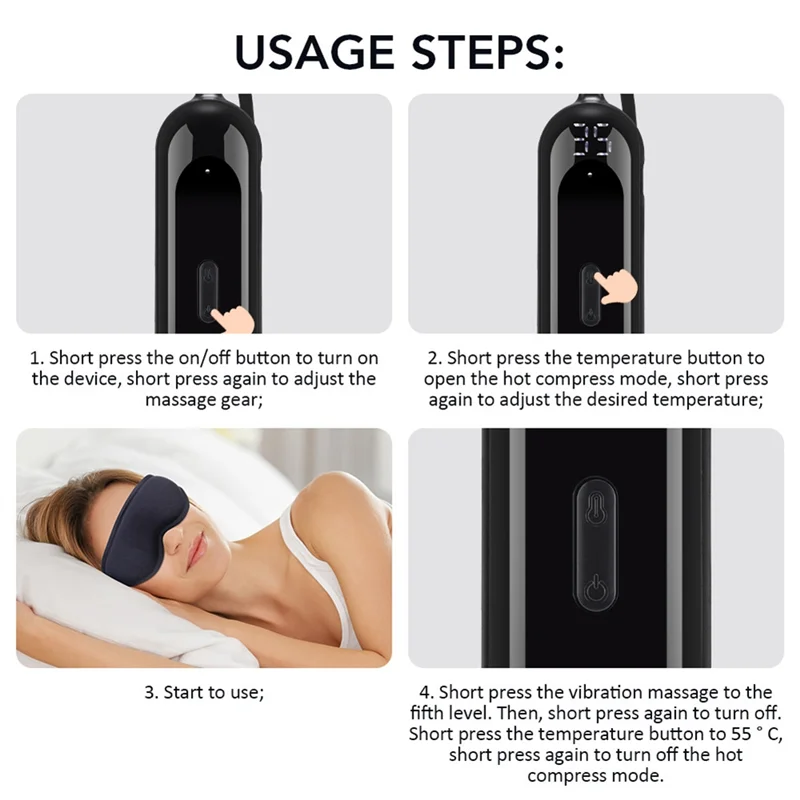 A01V-Eye Relief Eye Massager Sleep Blackout قناع عين جهاز ذكي لحماية العين ضغط ساخن تحسين النوم