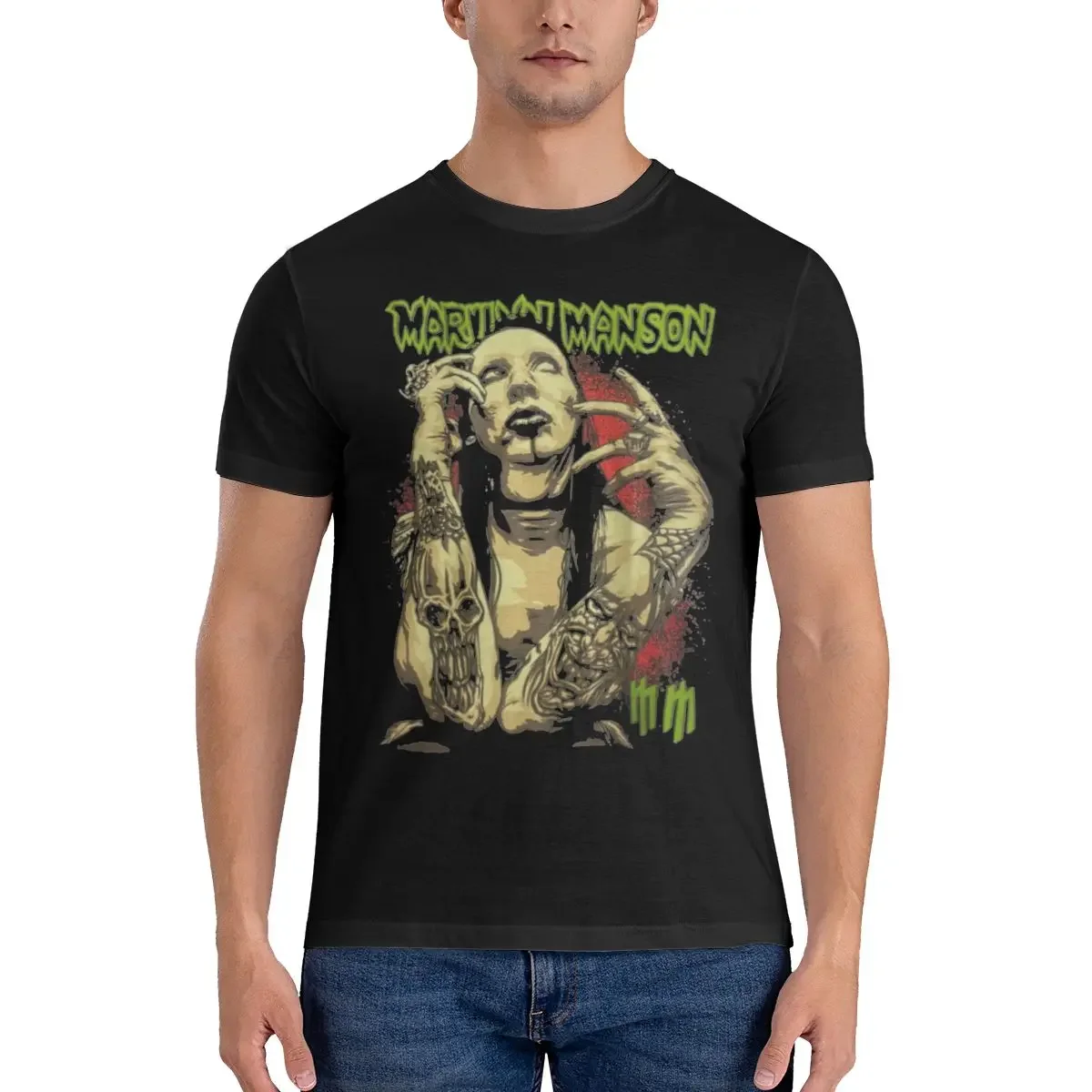 T-shirt classica unisex in cotone da uomo Marilyn Manson per uomo e donna, maglietta classica