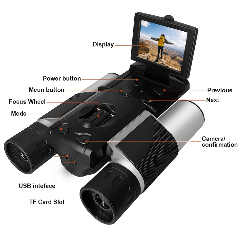 Lornetka do aparatu cyfrowego 2.0 Cal LCD 8X cyfrowy Zoom zdjęcie wideo teleskop do nagrywania