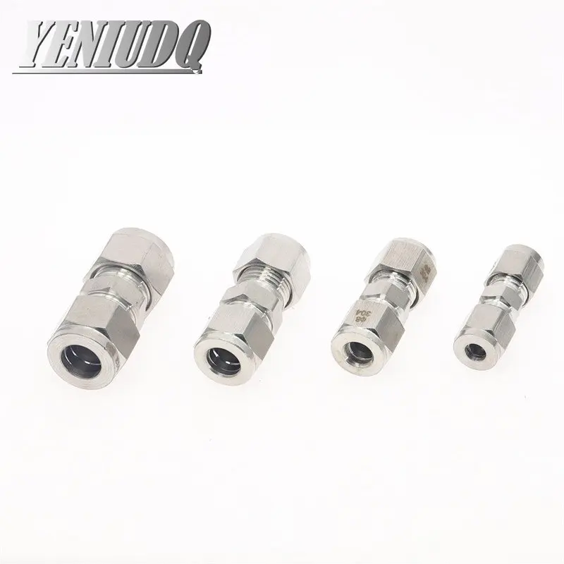 1pcs Variable dia 3~12mm Pipe OD Double Ferrule Tube Straight Compression Fitting Coupler SS 304 Stainless Steel Pipe Connector