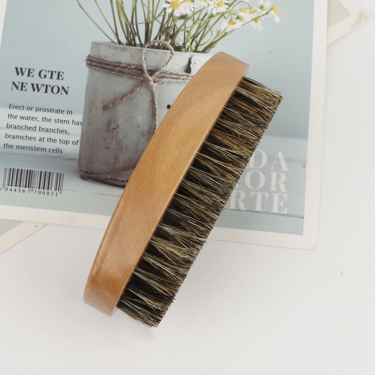 Men's Shaving Brush Set Boar Bristle Portable Barber Natural Beard Brush Comb Scissors for Facial Cleaning Styling Tool - view 4