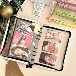 A6 Double Colored Zipper Edging Photocard Collection Book Photo Album Card Holder School Office Stationery