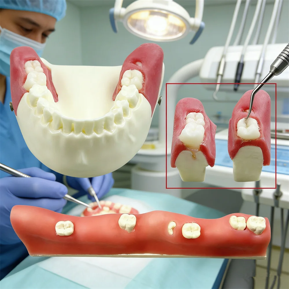 

Модель для удаления витых зубов и тренировки наложения швов при операциях по удалению зубов, модель зубов для практики разрезов и наложения швов