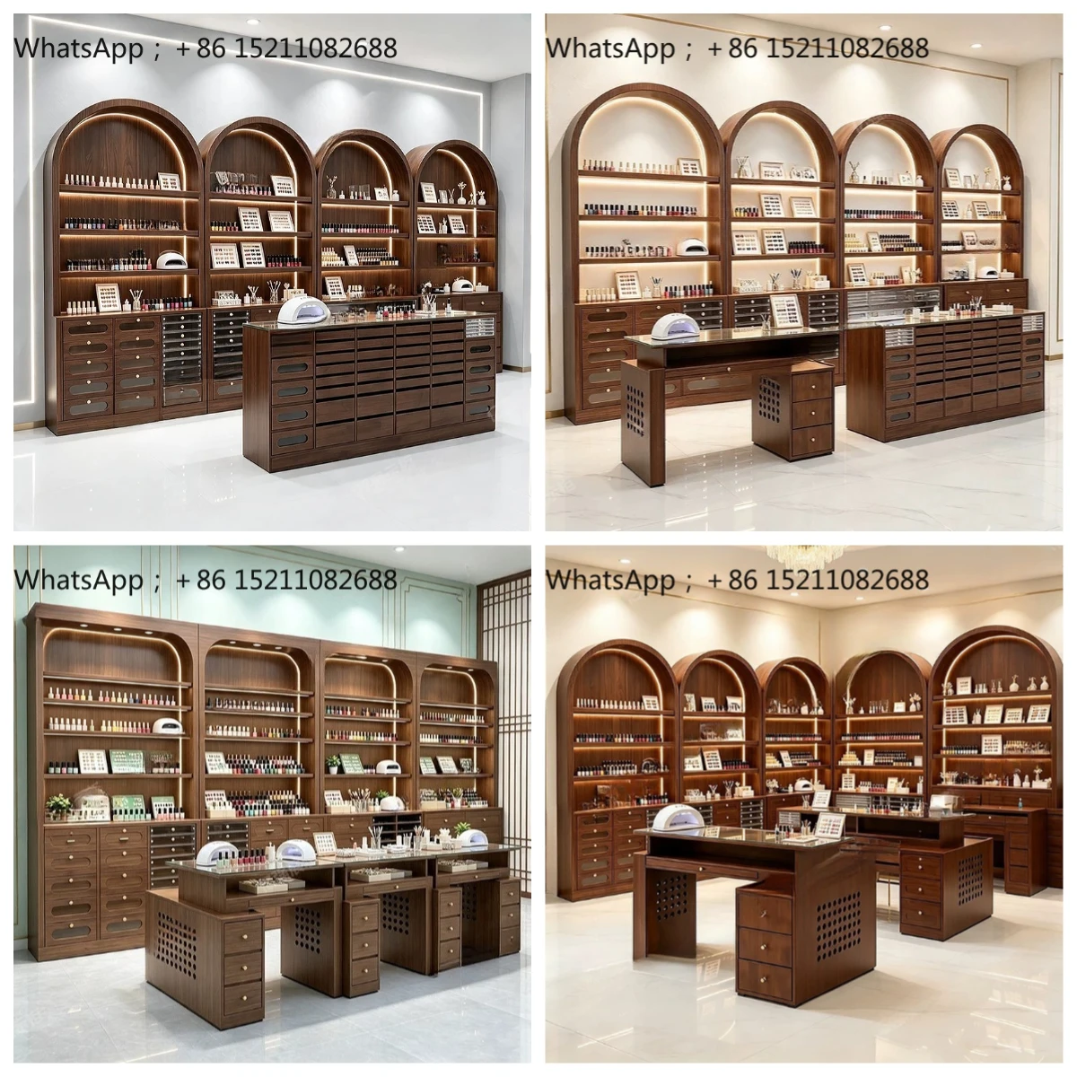 SCY nail salon special solid wood table nail polish display storage cabinet multi-layer floor storage display table