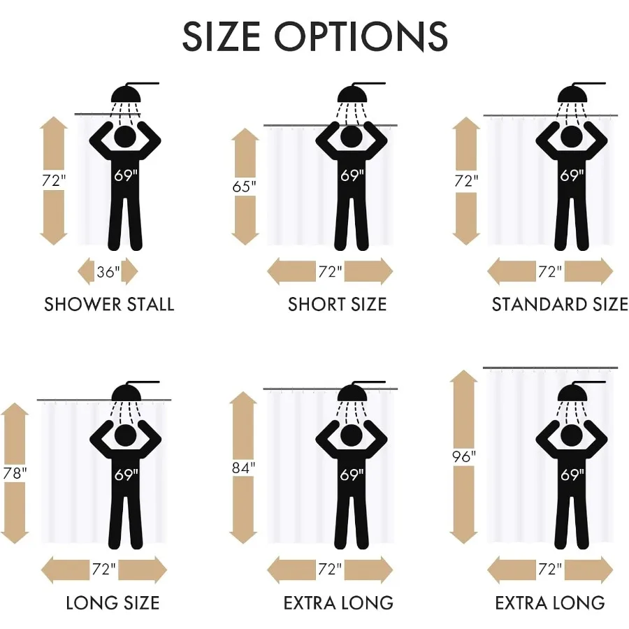 2 Pack 72 x 72 Inches PEVA Plastic Shower Liner with 3 Weighted Stones and 12 Rustproof Metal Grommets for Standard Size Bathro