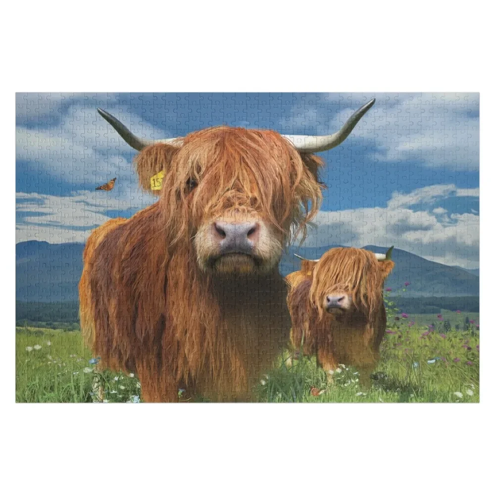 Highland Cattle Jigsaw Puzzle Personalized Photo Gift Custom Child Gift Wooden Adults Personalized Gifts Puzzle