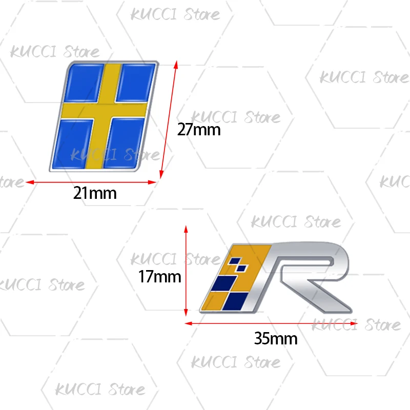 3D Car Sticker Sweden Flag Prancing Deer R Logo Metal Emblem Badge Decals For Moose Test XC60 XC90 XC40 S60 S80 V40 V50