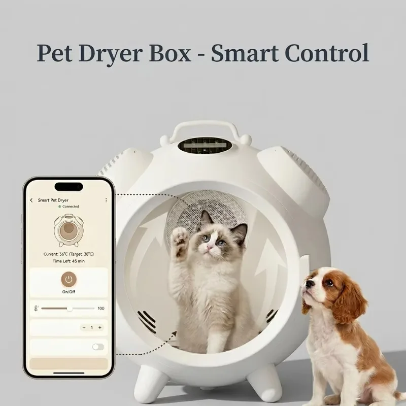 

62L APP Control Smart Pet Drying Box Low Noise Cat Dog Hair Dryer Machine Automatic Dog Grooming Dryer with Negative Ions