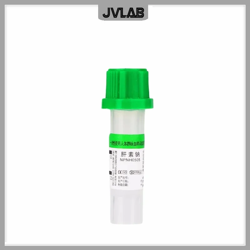 Imagem -02 - Micro Tubo Estéril de Coleta de Sangue com Heparina Vácuo para Criança Tubo Green Cap Vac Seringa Seringa ce Mark 100 pk