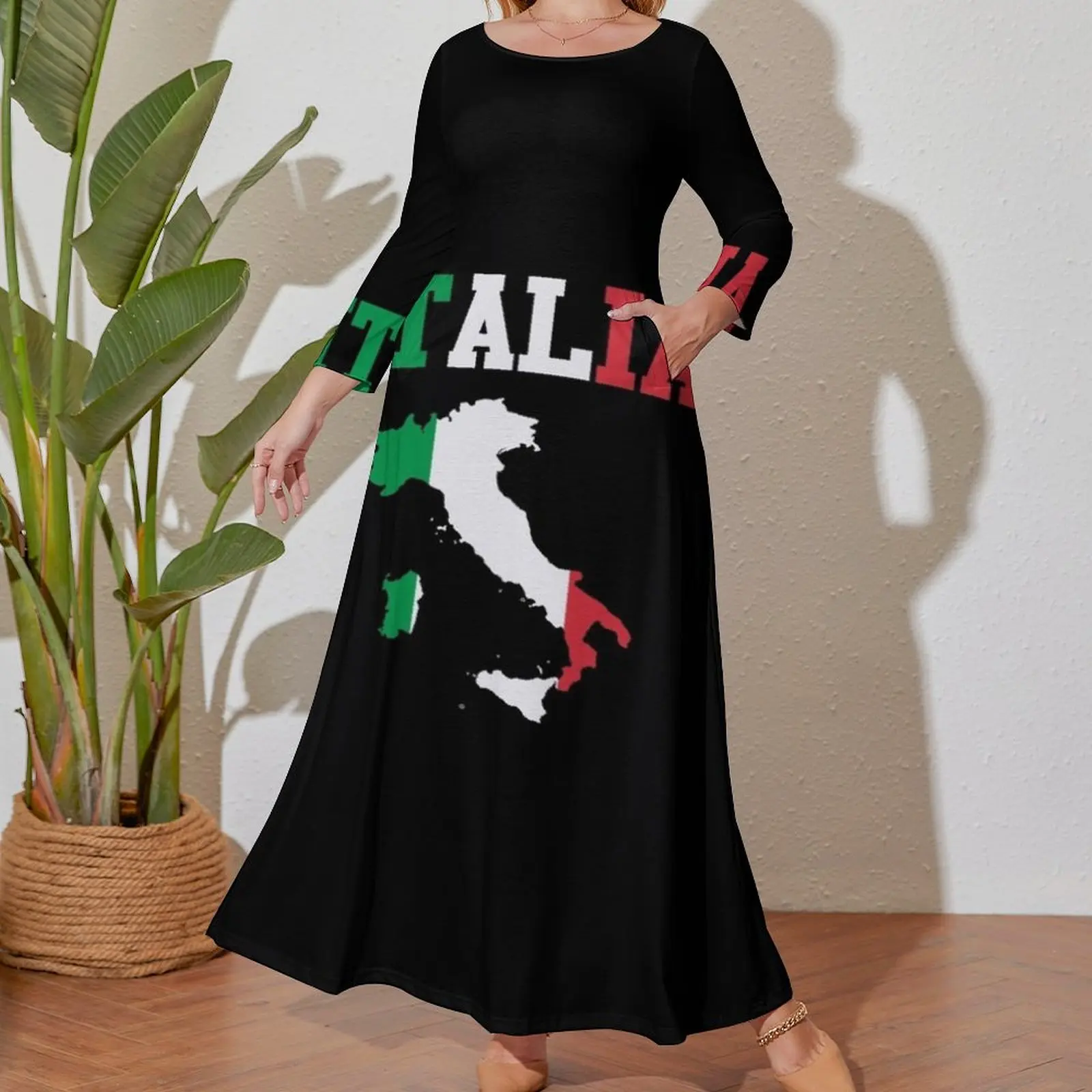 vintage Italia Flag Italy Italian Italiano Gifts Long Sleeved Dress Woman dresses evening dress woman long sleeve dresses