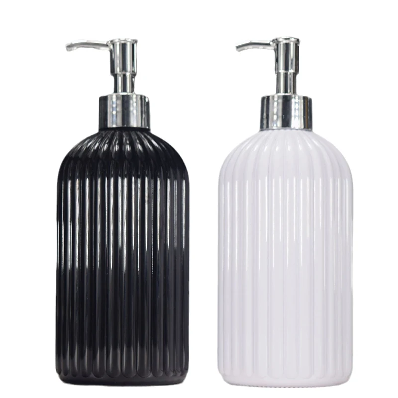 500ml Striped Soap Dispenser Bathroom Shower Wash Shampoo Bottle Refillable Kitchen Dish And Hands Soap Container