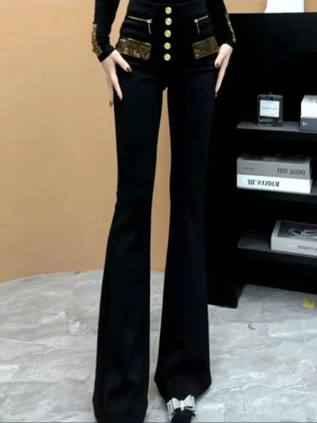 

Женские джинсы-клеш Bla Slim Fit с двойной молнией, высокой талией, модные, универсальные, повседневные, свободного кроя