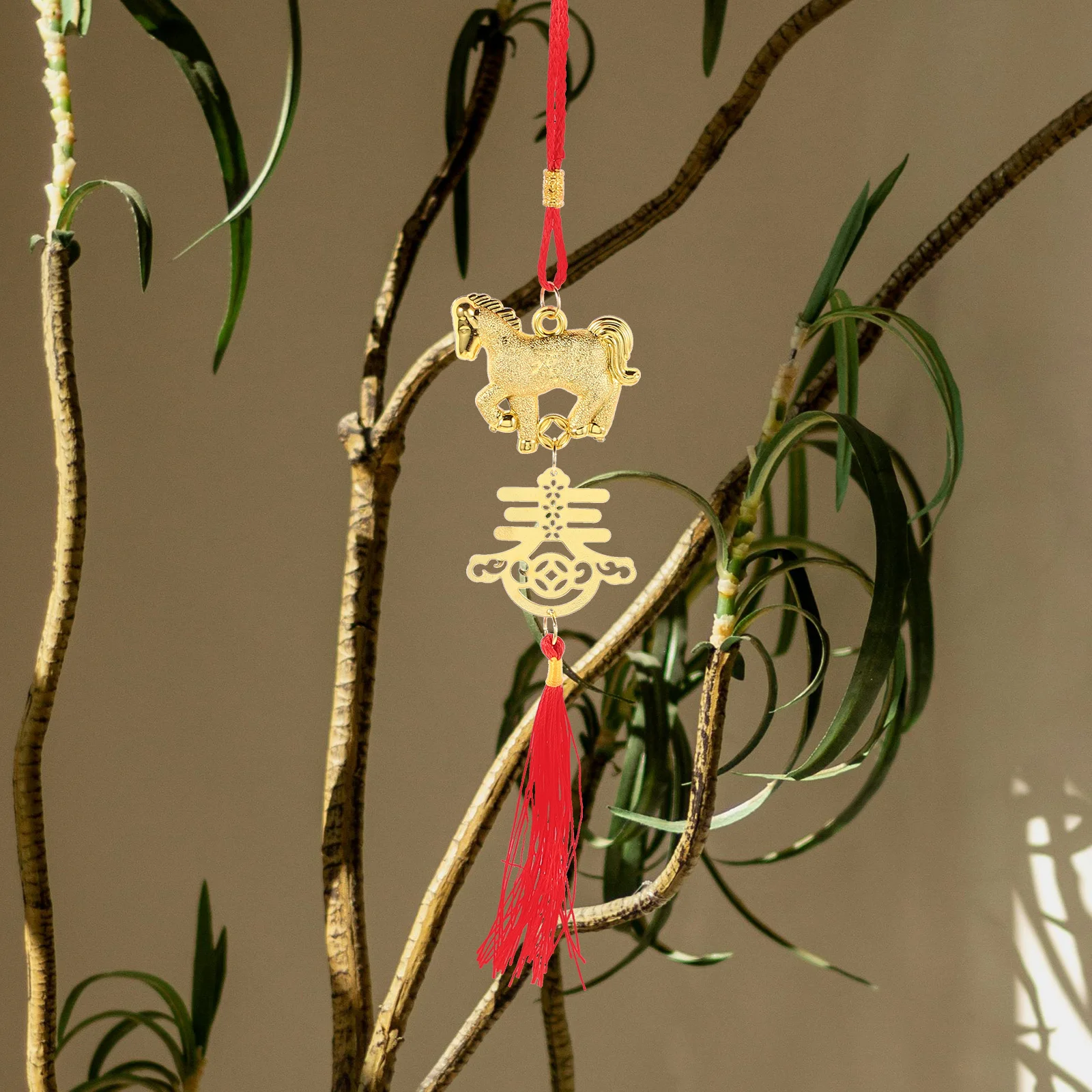 

6Pcs Horse Statue Hanging Pendant Feng Shui Chinese New Year Bonsai Decoration Spring Festival Lucky Decor