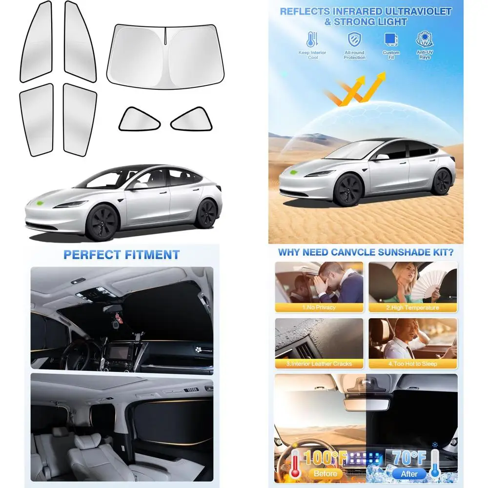 

7-Piece Windshield & Side Rear Window Sun Shade Set for Privacy and Vehicle Cooling