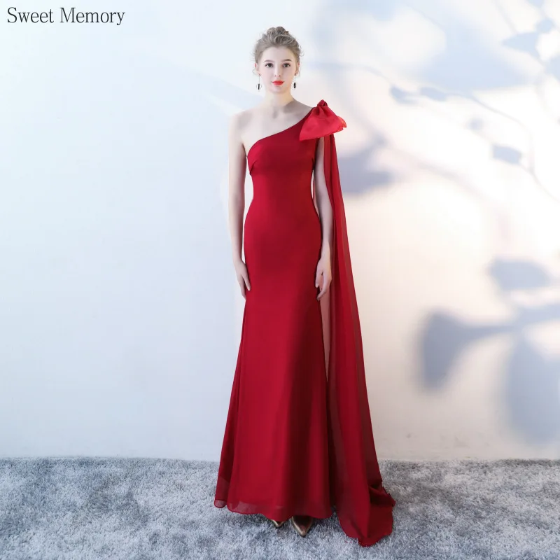 

A8138 Black White Chiffon Gown One Shoulder Fashion Girls Women Party Clothes Sweet Memory Floor Length Formal Evening Dresses