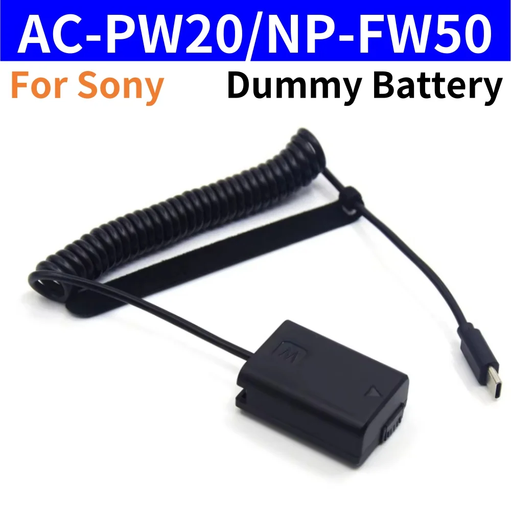 

AC-PW20 Adapter NP-FW50 Dummy Battery to PD USB TYPE C Power Bank for Sony ZV-E10 A7M2 A7S2 A7RII A6000 A6300 A6400 A6500