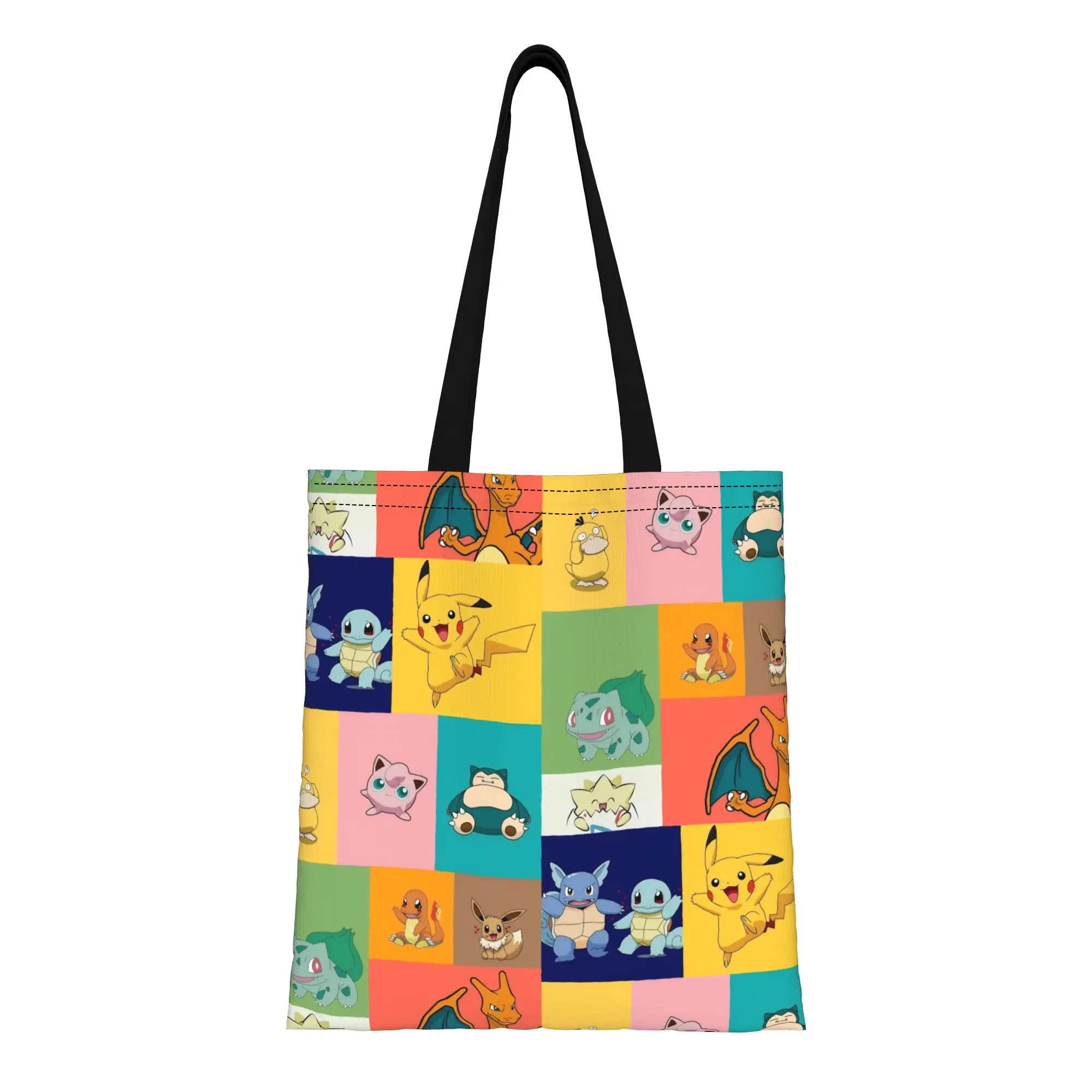

Коллекция классических персонажей Покемонов: холщовая сумка-тоут с изображением Покемонов, идеально подходит для активного отдыха, женская сумка с верхней ручкой.