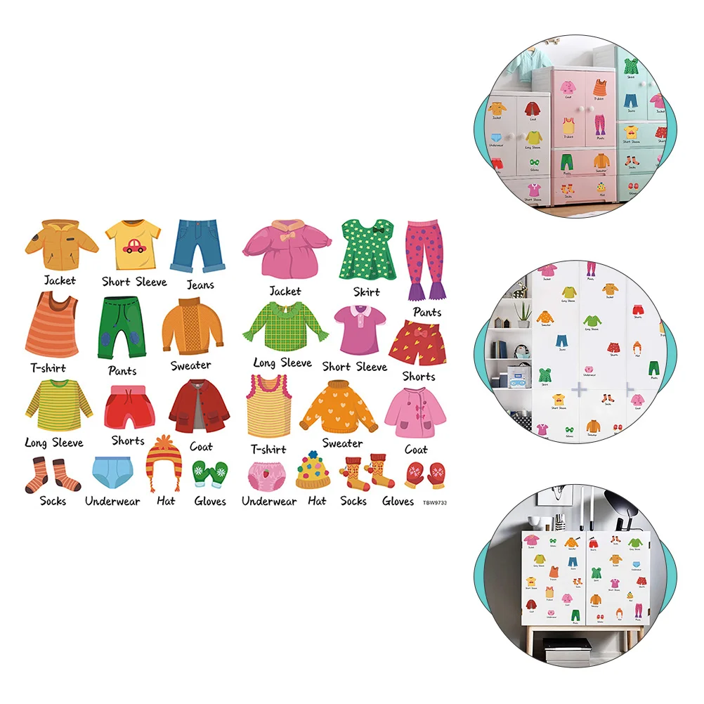 Wardrobe Stickers Organization Decal Classification Labels Clothes Kids Dresser Clothing Decals Pvc Storage Child Drawer