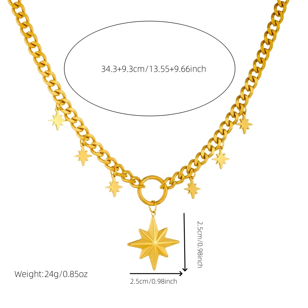 LAMENGLY 316L Stainless Steel Classic Simple Star Cross Angel Sunflower Pendant Necklace Women Trend Non-Fading Clavicle Chain