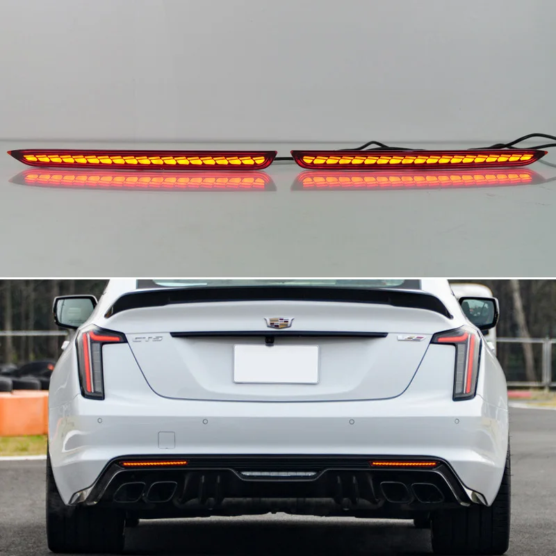 

Car LED Rear Bumper Reflector Taillights For Cadillac CT5 2019 2020 -2023 3 in 1 Functions Tail Light Fog Lamp Signal Indicator