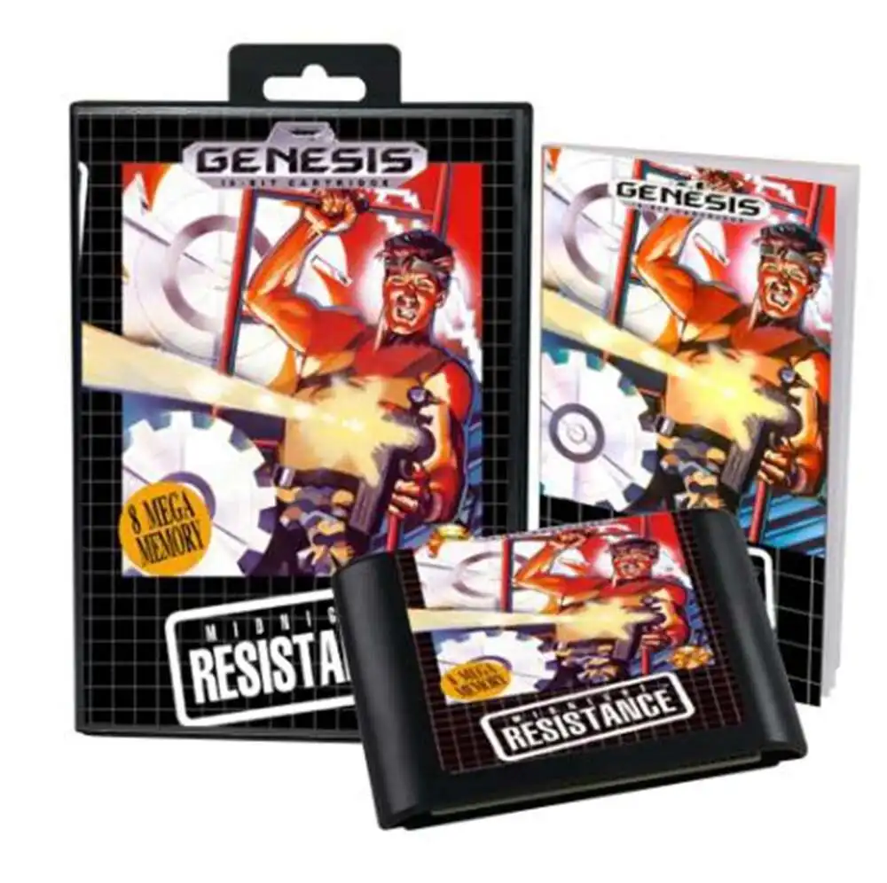 خرطوشة لعبة مقاومة منتصف الليل مع صندوق ودليل ، 16 بت ، سيجا ، MD ، Megadrive ، نظام Genesis