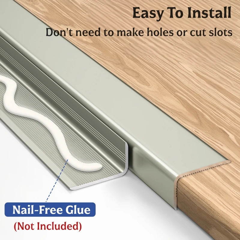 90° Right Angle Corner Trim Aluminum Profile L-Shaped Inflexible Step Stair Protector Edge Banding Floor Window Metal Seal Strip - view 5