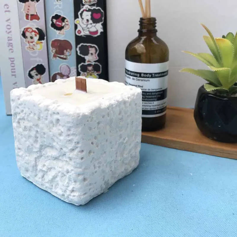 Cement Square Candle Silicone Mold Texture Candlestick Mold Plaster Aromatherapy Texture Square Candle Silicone