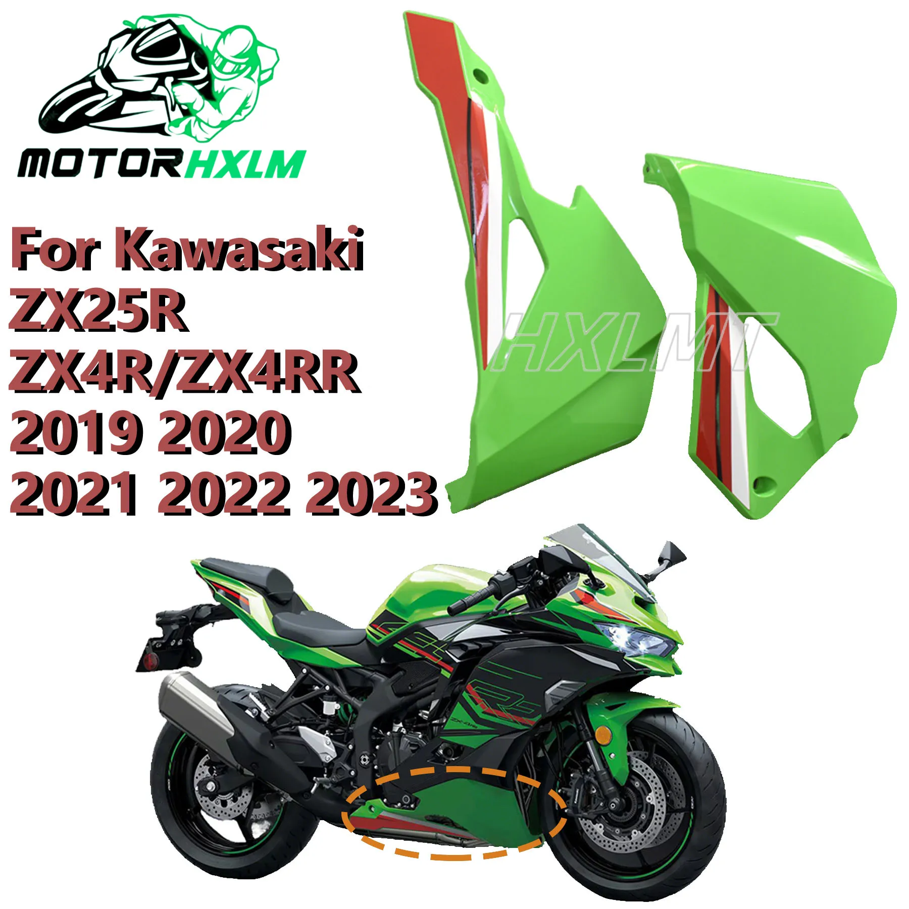 

ABS Full Fairing Kit for KAWASAKI ZX25R ZX4RR 2019-2023 Including Lower Side Fairing Lower Panel Bottom Cover