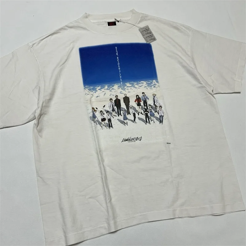 SAINT MICHAEL White Wash Tshirts Men Women 1:1 Best Quality Cartoon Print Oversized Casual T-Shirt Top Tees