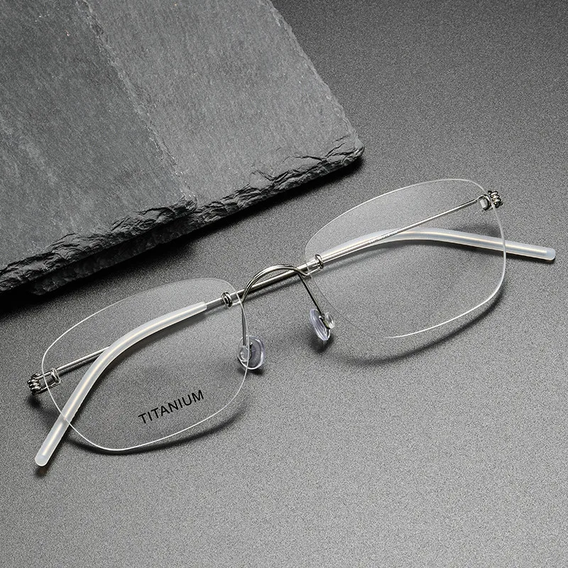 Top Quality Handmade Titanium Rimless Prescription Glasses Frame Men Women Luxury Small Size Face Eyeglass Frame Optical Eyewear