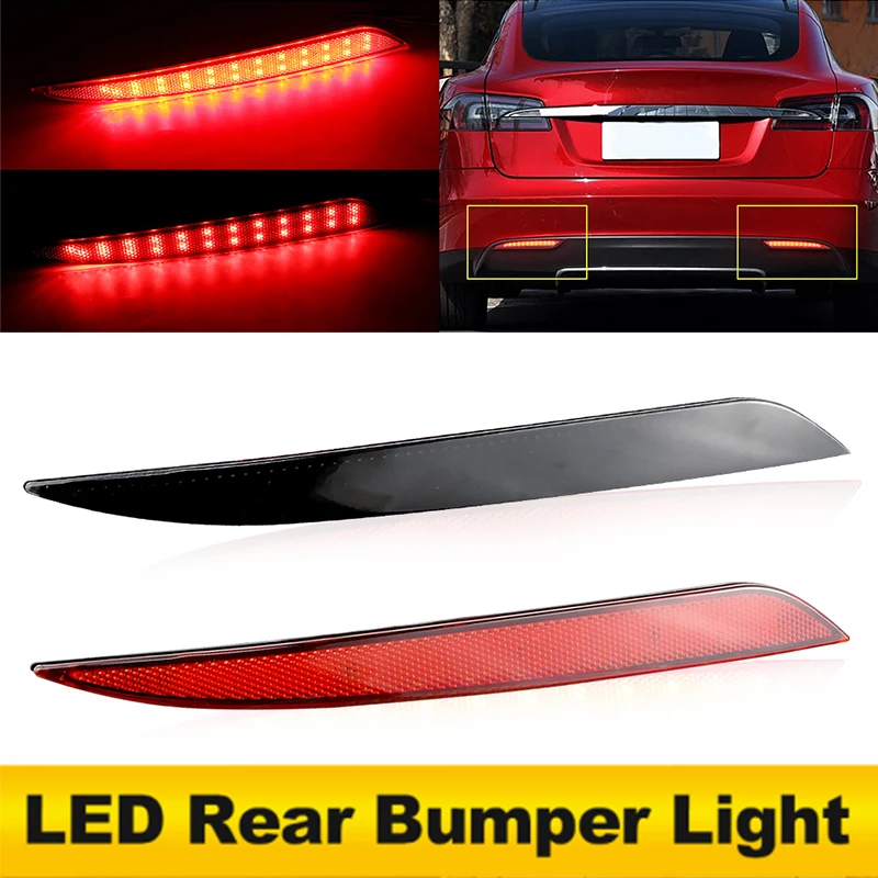 

2pcs Red/Smoke Lens led Rear Bumper Reflector Light ForTesla Model S 2012-up 6007705-00-B, 6007706-00-B; 6007705-00-C