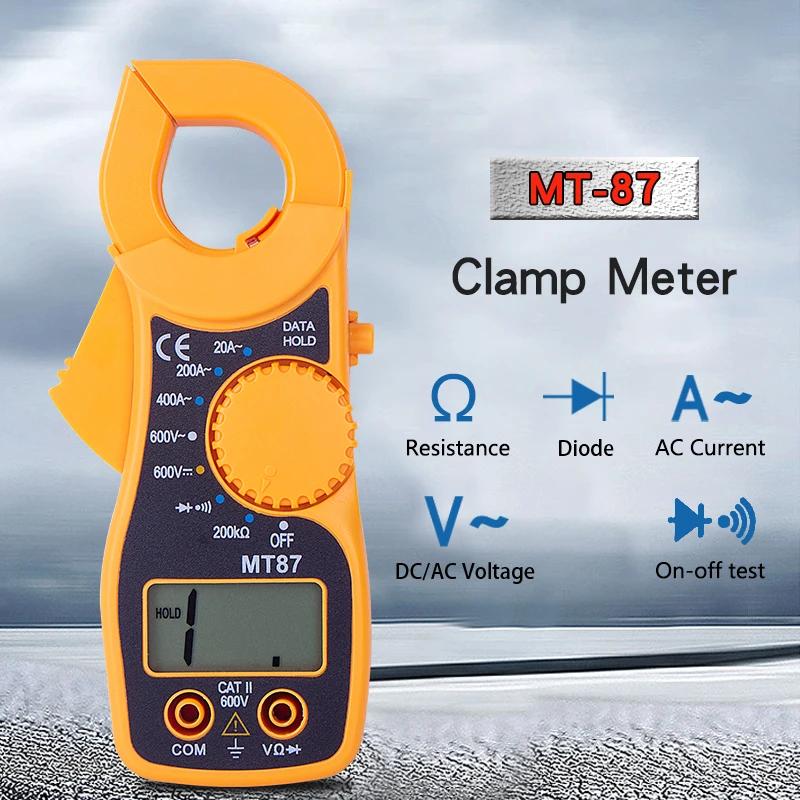 MT87 3 1/2 Digits Digital Multimeter Clamp Meter AC DC Current Voltage Tester Voltmeter Ammeter Ohmmeter Diode Continuity Tester