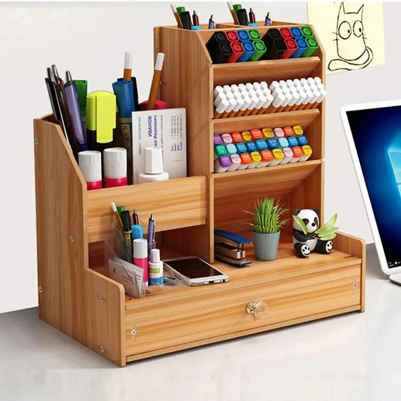 

Wooden Slant Pen Holder Stationery Storage Box Office Desk Organizer Student Dormi Decoration Storage Pen Stand
