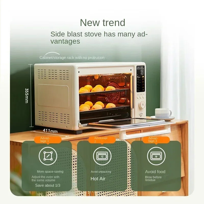 

40L Wind Oven Household Multifunctional Preheating Free Electric Oven Color Screen Display Intelligent Control Pizza Ovencheap A