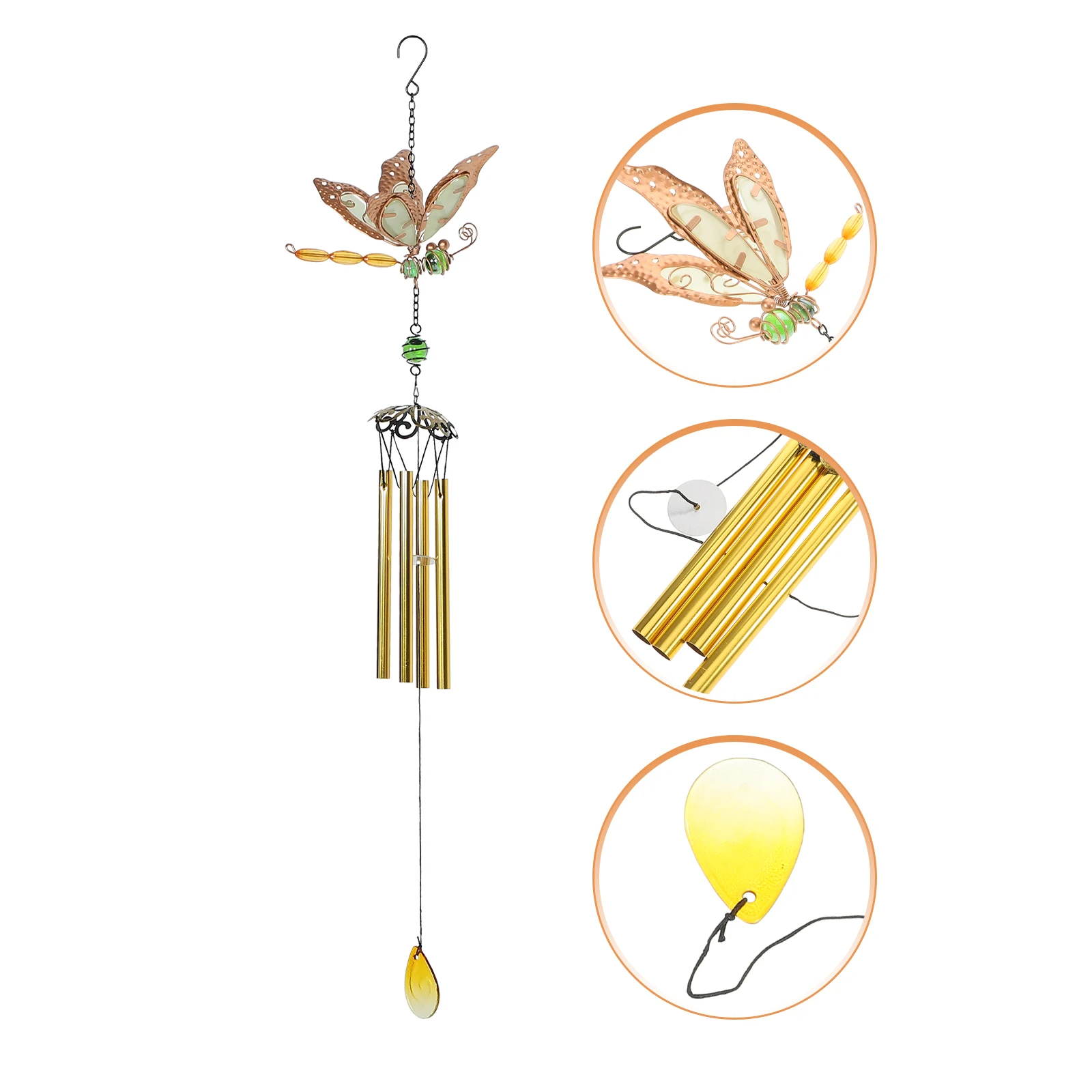 

Glowing Dragonfly Wind Chime Outdoor Acrylic Luminous Hanging Decoration Unique Garden Yard Patio Ornament Creative Windchimes