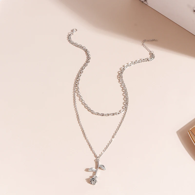 Aihua Vintage Multilayer Wasser Tropfen Mond Schloss Hamsa Hand Ketten Halsketten für Frauen Schmuck Silber Farbe Lange Anhänger Halsketten – Detail 9