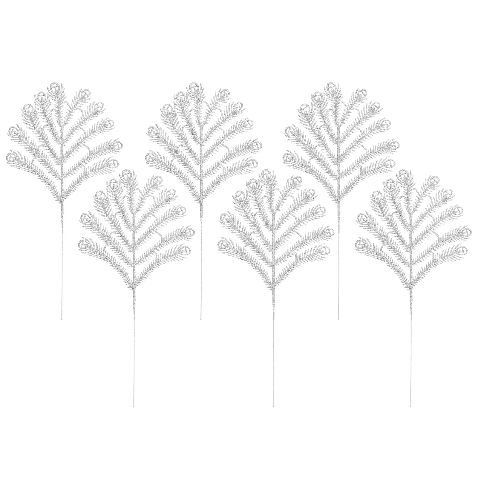 

6pcs Christmas Tree Decorations Hanging Ornaments Silver Glitter Leaf Wedding Home Decorative Pendant