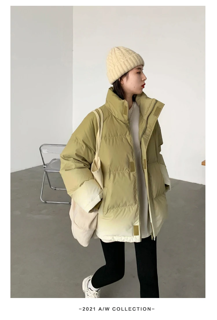 CHIC VEN Women's Down Coat Reflective Gradient Thickened Women Bread Coats 90 White Duck Down Jacket Warm Overcoat Winter 2024