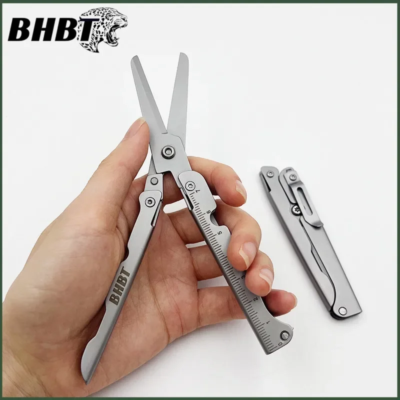 BHBT Big Scissors With Back Clip Graduated Scale Outdoor EDC Tools