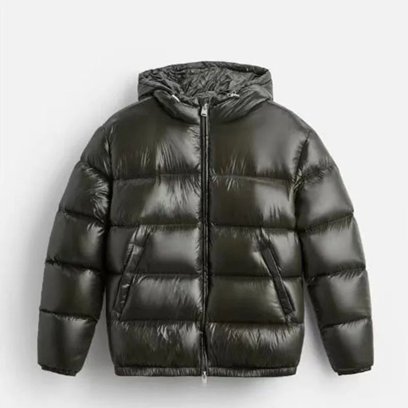 Winter Hooded Quilted Jacket Warm Cotton Padded Coat European American Casual Cold Proof Parka In Stock Men
