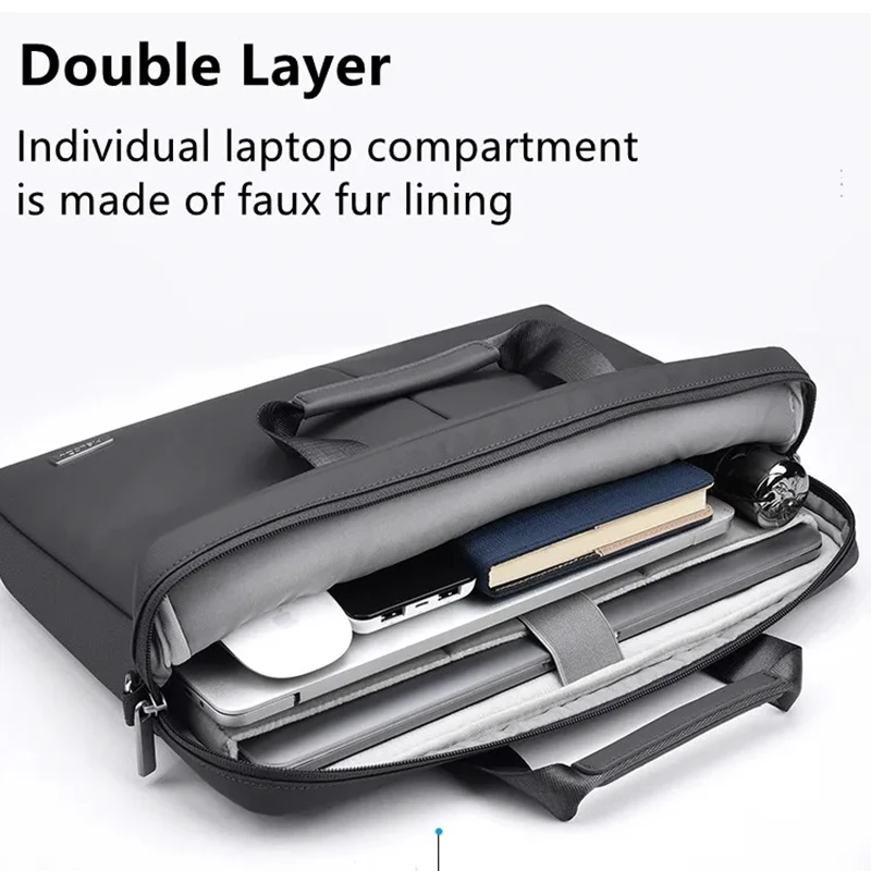 Double Layer Laptop Briefcase Bag for iPad Air 13 Pro 13 2024 Large Capacity Laptop Bag 15.6 Notebook Bag for MacBook Pro 14 16