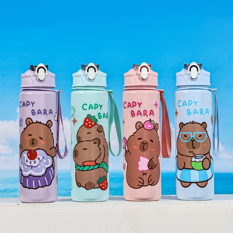 AliExpress NONE A Large-Capacity Capybara Straw Cup, Cute and Portable, Suitable for Outdoor Activities, Camping, Cycling, Sports Water Bottle Cup