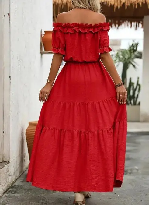 abito estivo donna 2025 monospalla bordo fungo nero vita alta spacco laterale abito a trapezio per donna Abito da vacanza quotidiana per il tempo libero